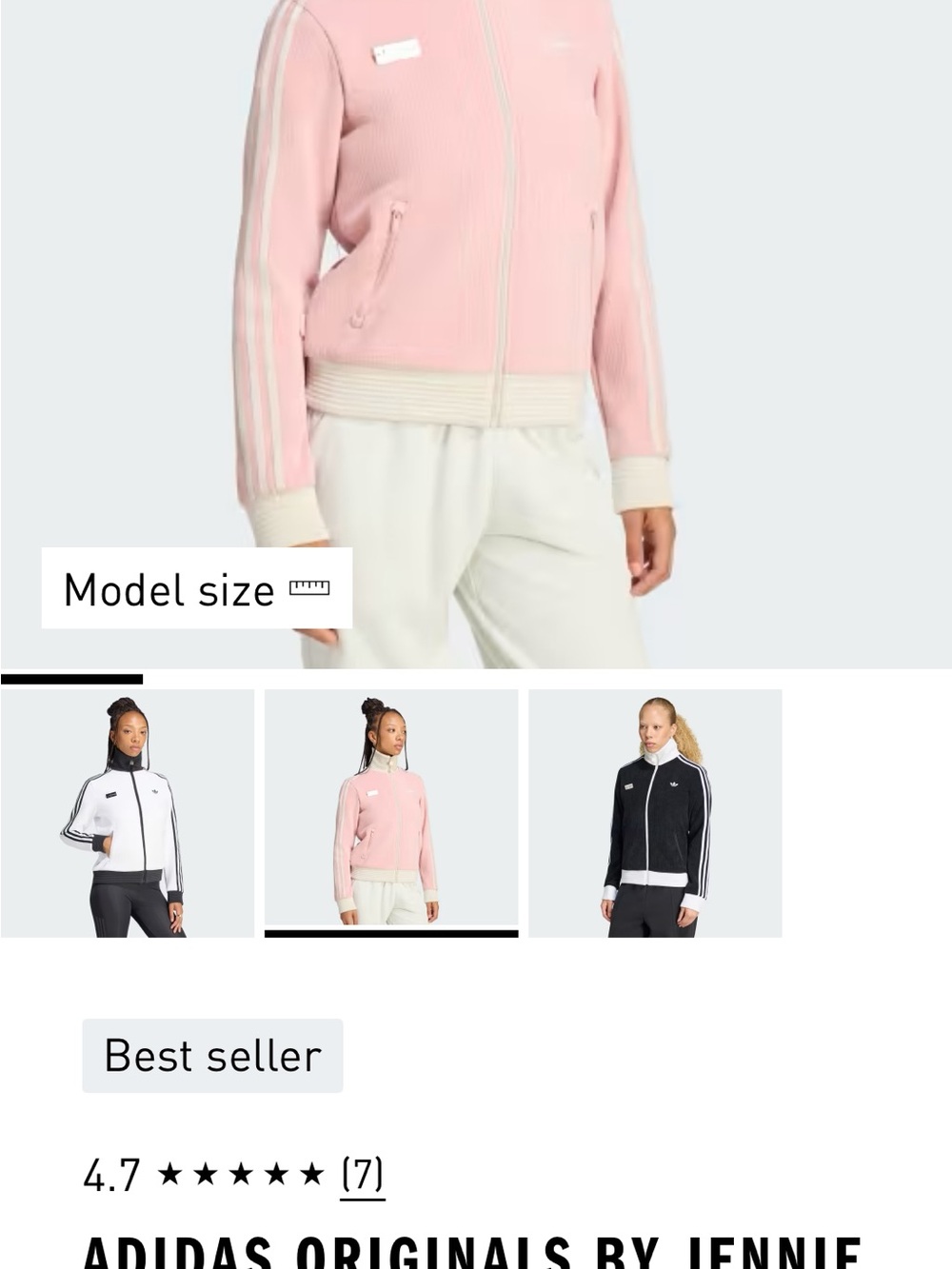 adidas Jennie Originals Pink Ribbed Bomber Jacket